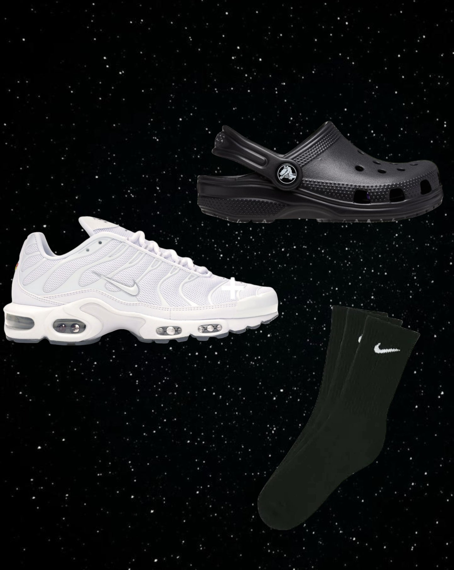 White & black Nike tn combo