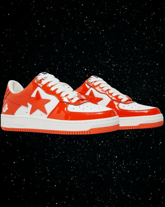 Bape sta patent leather ( orange and white