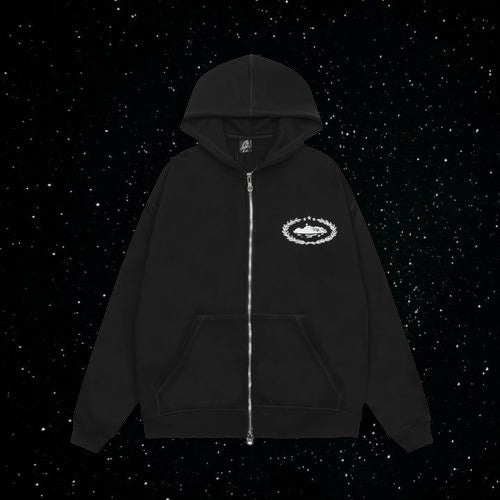 Corteiz superior zip up - black