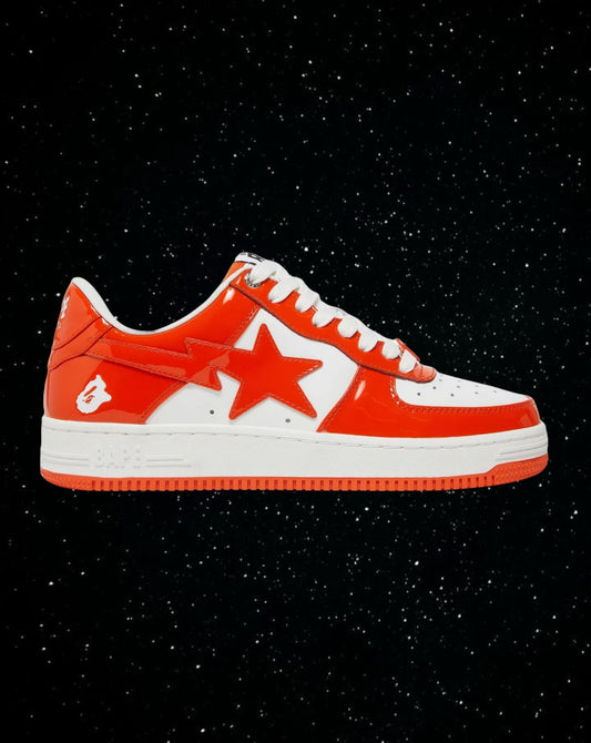 Bape sta patent leather ( orange and white