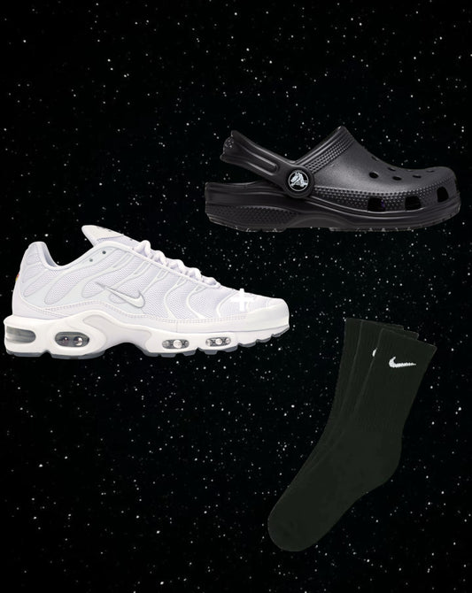 White & black Nike tn combo