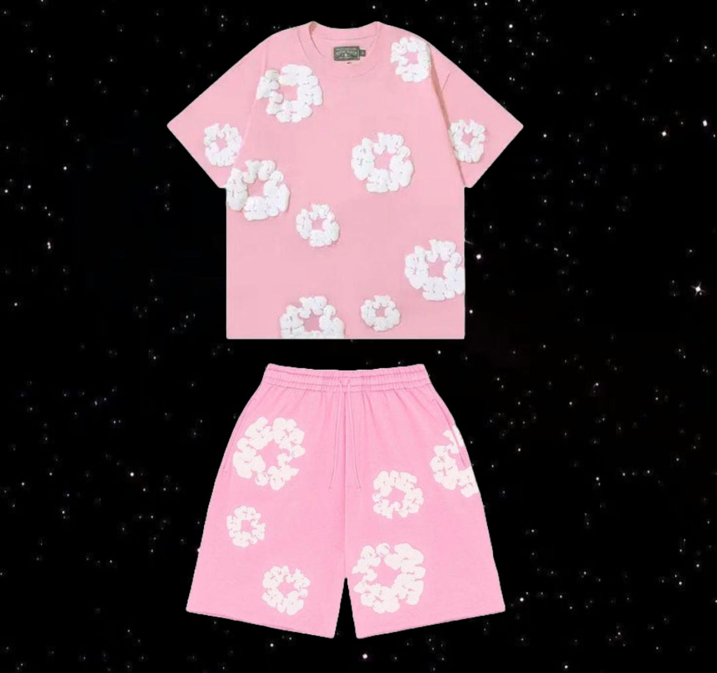 Denim tears set (pink & white)