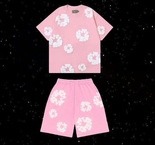 Denim tears set (pink & white)